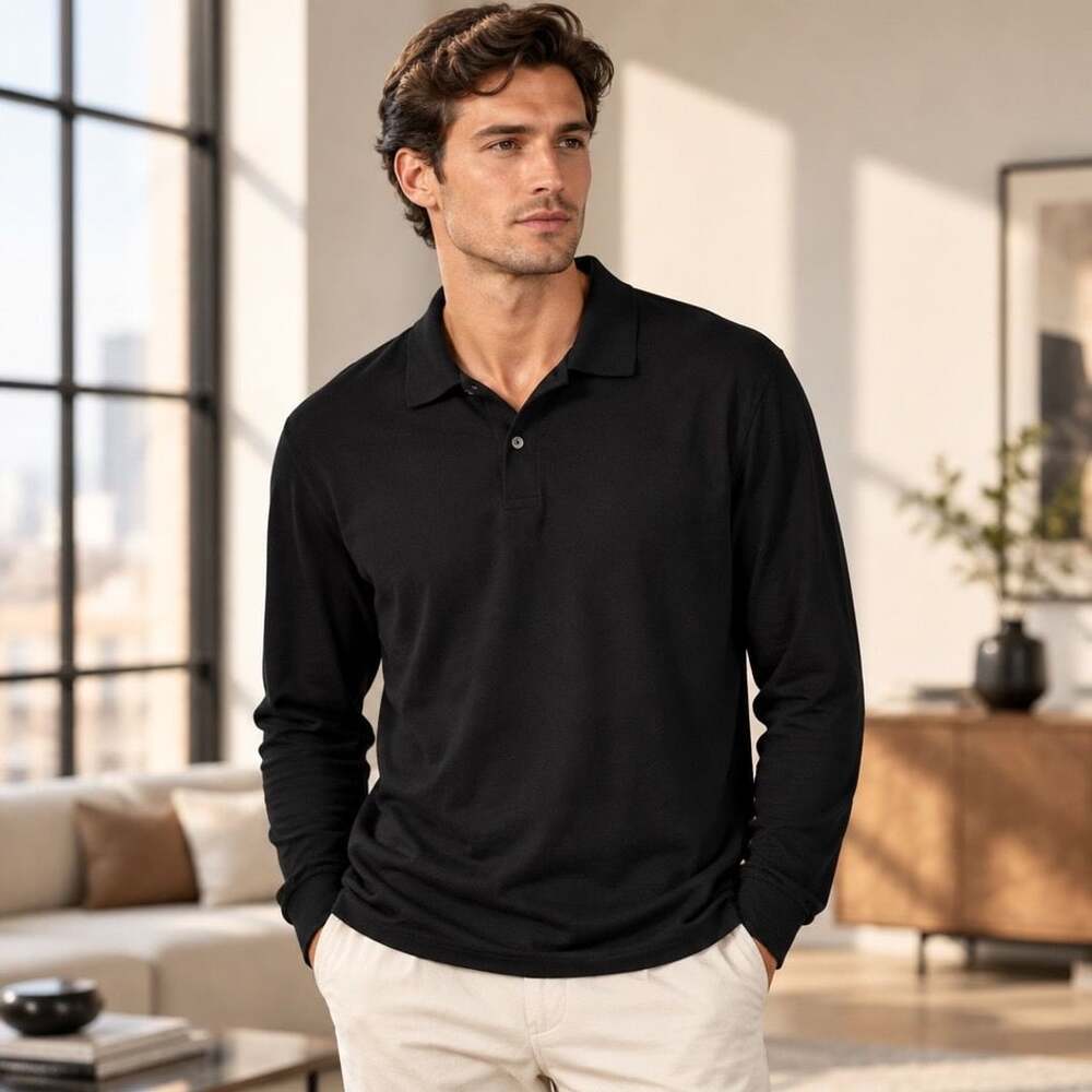 Cutter & Buck Long Sleeve Polo Size 4XB Black